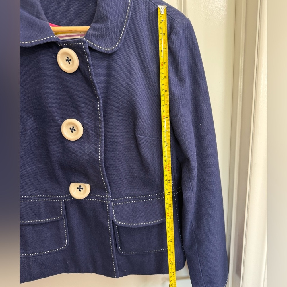 Boden Blazer Womens 12 Regular Cotton w/ Poly Lining Navy Blue Oversize Buttons - Picture 10 of 10